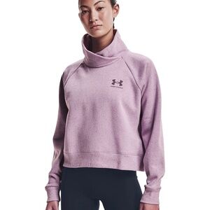 UNDER ARMOUR Fleece Pullover Top Sweater Sweatshirt Rival Wrap Neck Cotton Loose